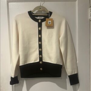 Sandro Cream and Black Sweater XS new